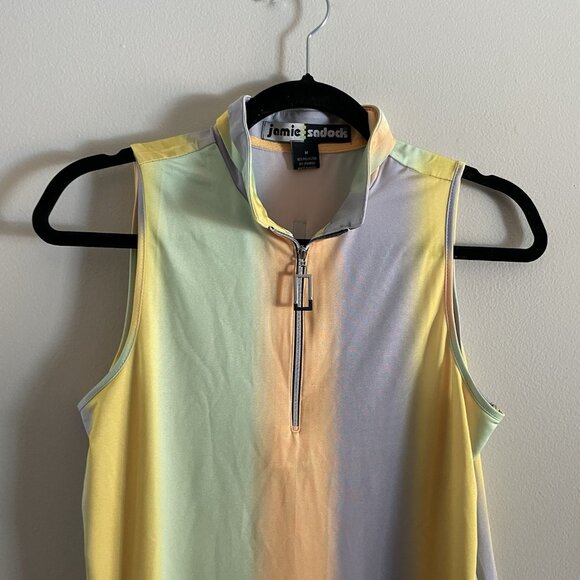 Jamie Sadock Women M Golf Athletic Stratus Ombre Striped Sleeveless 1/4 Zip Top - Picture 7 of 14
